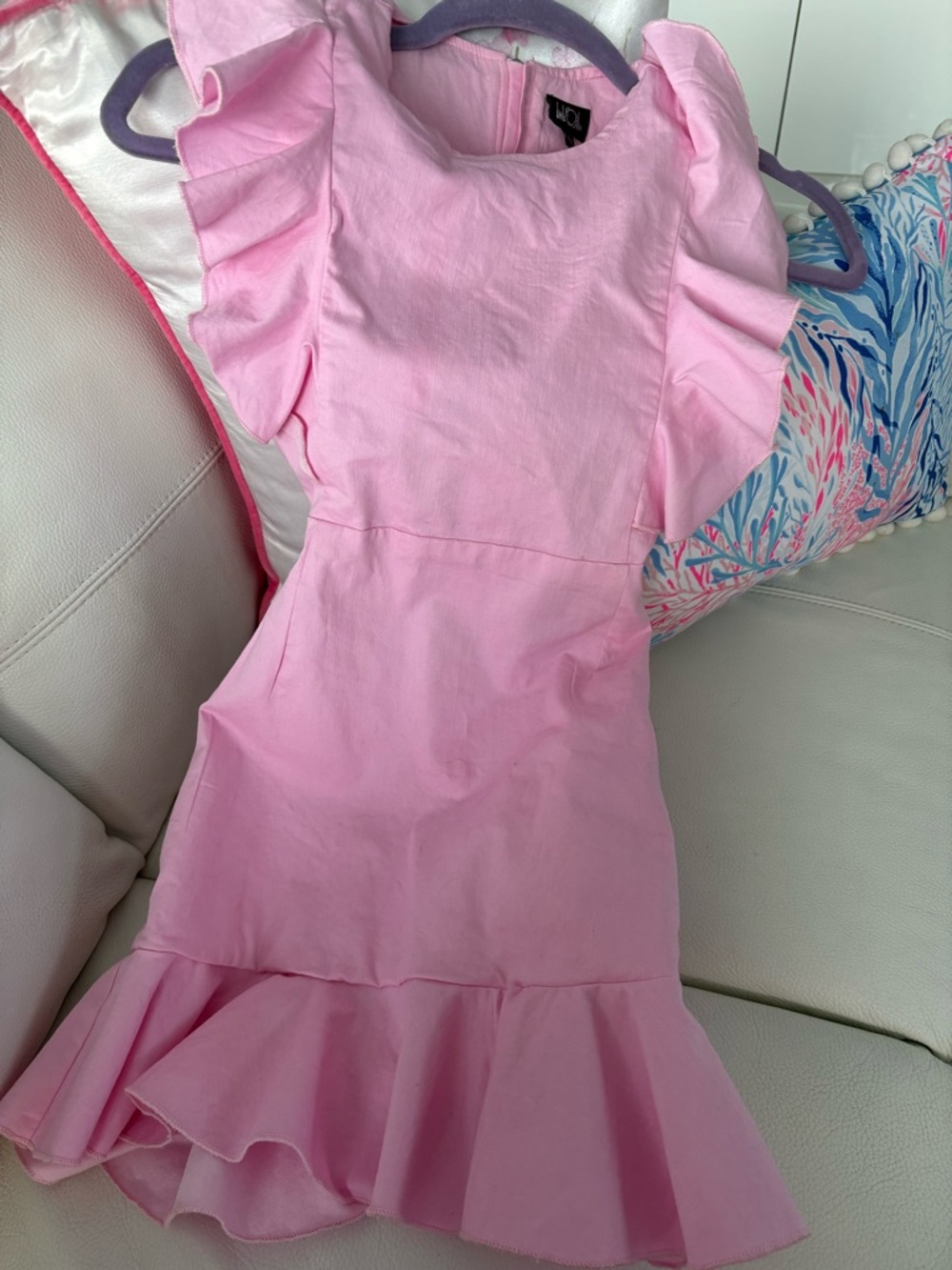 Little Olin cut out pink cotton girls dress 6year
